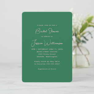 Invitation Préppy esthétique rose et Fête des mariées verte