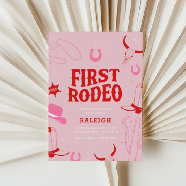 Invitation Preppy First Rodeo Cowgirl 1er anniversaire (Créateur téléchargé)