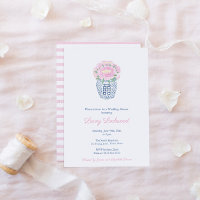 Preppy Ginger Jar Pink Peonies Baby shower fille
