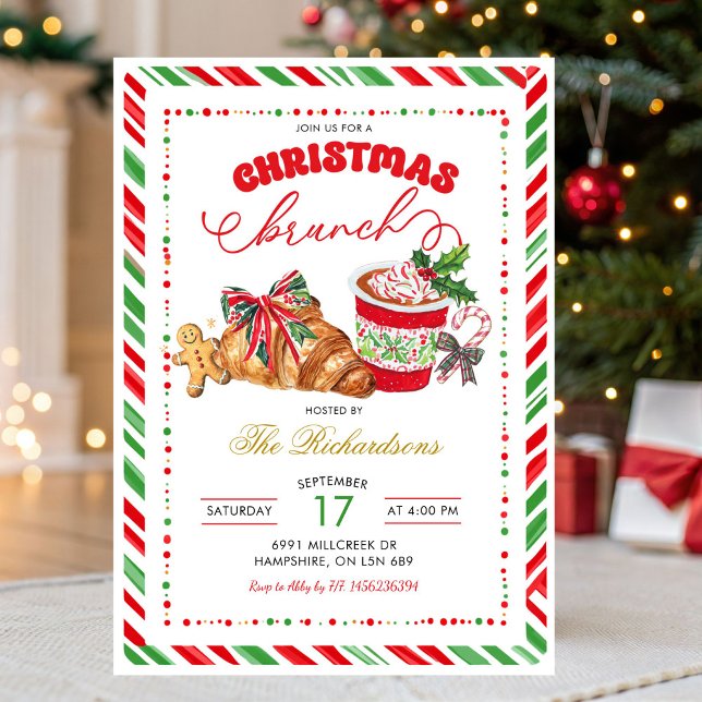 Invitation Preppy Holiday Pastries Christmas Brunch Party (Créateur téléchargé)