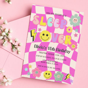Invitation Preppy Hot Rose Y2K Sommeil sur le visage heureux