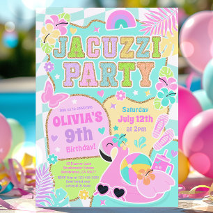 Invitation Preppy Jacuzzi Anniversaire Fête Hot Tub Anniversa