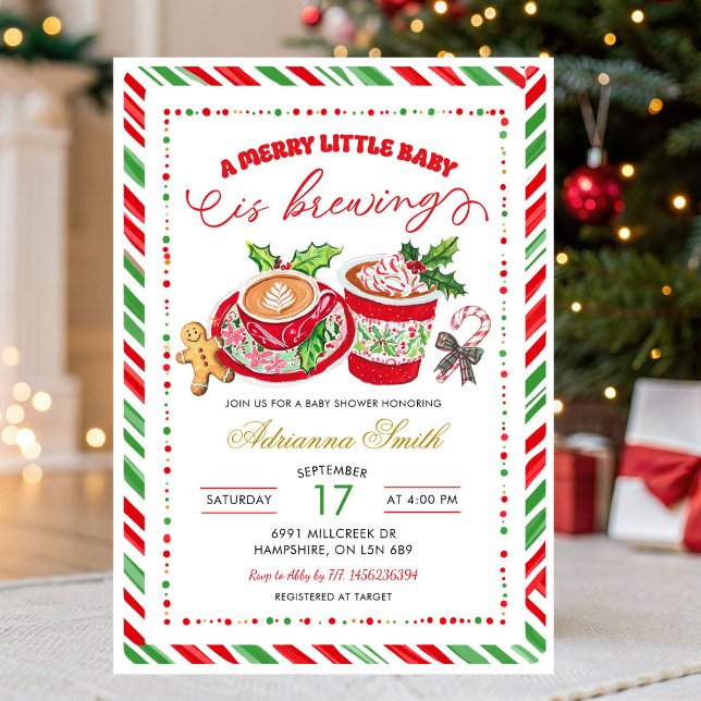 Invitation Preppy Merry Little Baby Brewing Baby Shower (Créateur téléchargé)