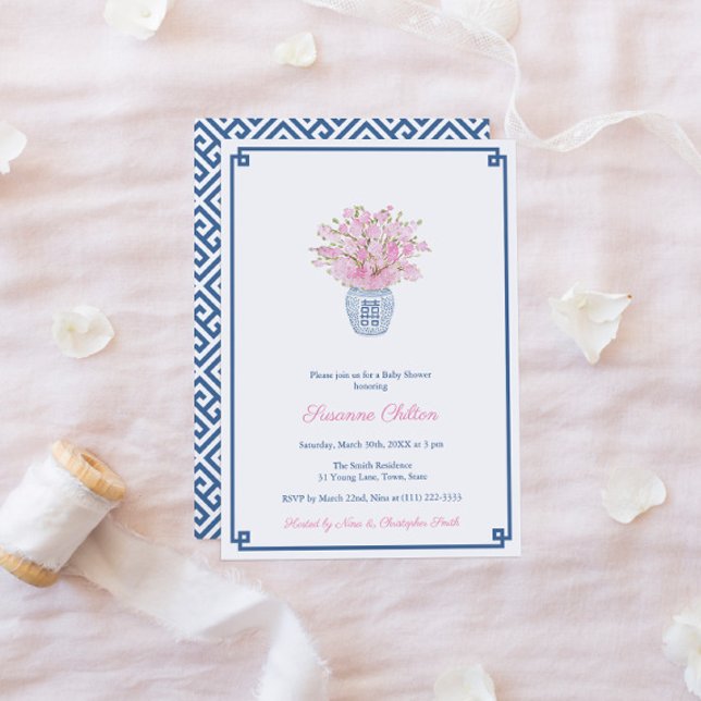 Invitation Preppy Navy Et Pink Little Girl Baby shower Party (Créateur téléchargé)