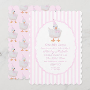Invitation Preppy One Silly Goose Rose