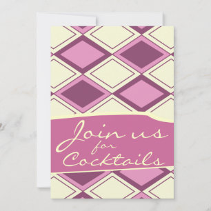 Invitation Preppy Pastel Jacquard rose Retro Motif moderne
