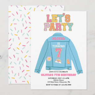 Invitation Preppy Patch jean jacket 7E anniversaire