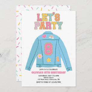 Invitation Preppy Patch jean jacket 8E anniversaire