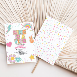 Invitation Preppy Patch Nine est une Vibe 9e Anniversaire