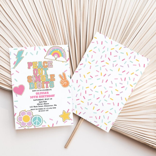 Invitation Preppy Patch Peace Out Chiffres simples 10e annive (Créateur téléchargé)