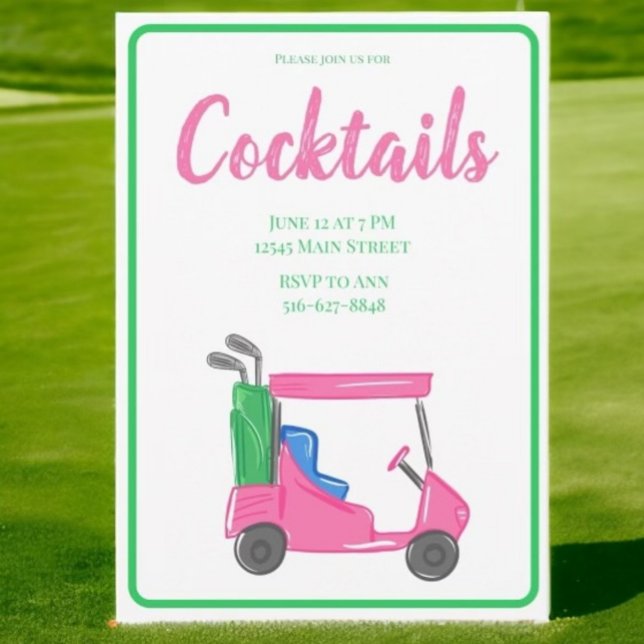 Invitation Preppy Pink Golf Part Cocktail Party (Créateur téléchargé)