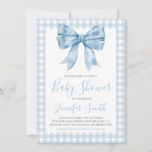 Invitation Préppy Southern Blue Bow Boy Baby shower