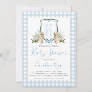 Invitation Preppy Southern Blue Boy Baby shower Chien