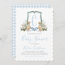 Preppy Southern Blue Boy Baby shower Chien