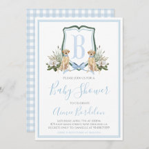 Preppy Southern Blue Boy Baby shower Chien