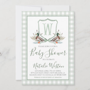 Invitation Preppy Southern Duck Sage Green Boy Baby shower