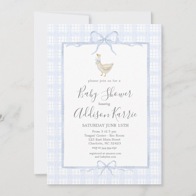 Invitation Preppy Southern silly goose boy baby shower invite (Devant)