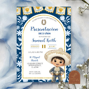 Invitation Présentation de 3 ans Cielito Lindo Bleu Marine Ar