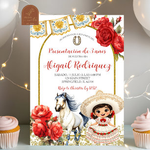 Invitation Présentation de 3 ans Fille Charra Roug