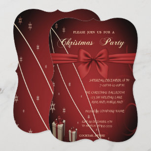 Invitation Présents rouges, Bow Company Noël Party