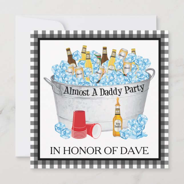 Invitation Presque une fête de la bière Baby shower papa (Devant)