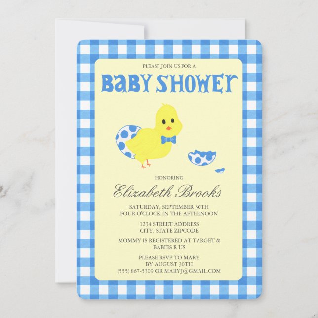 Invitation Prêt À Atteindre Le Baby shower Chicky Boy (Devant)