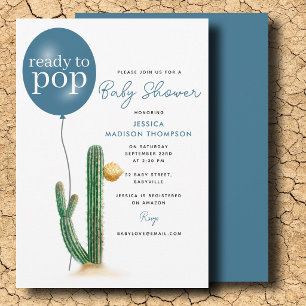 Invitation Prêt à éclater Garçon Cactus Ballon Baby Shower