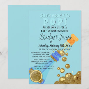 Invitation Prêt à piquer du Champagne Baby Blue Boy Shower