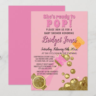 Invitation Prêt à piquer du Champagne Pink Baby Girl Shower