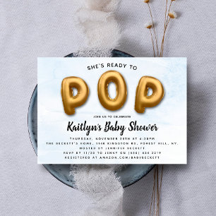 Invitation Prêt À POP ! Baby shower moderne
