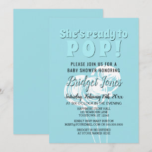 Invitation Prêt à pop Chalk Balloons Bébé Bleu Garçon Douche