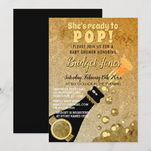 Invitation Prêt à pop Champagne Baby shower d'or glamour