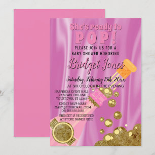 Invitation Prêt à pop Champagne Rose Baby Girl Douche