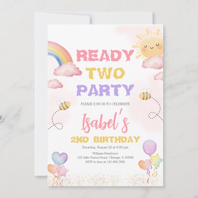 Invitation Prêt Deux Fêtes 2e Anniversaire (Devant)