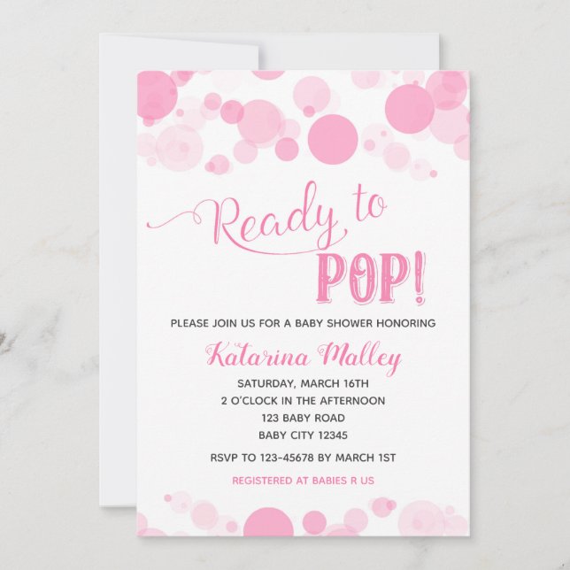 Invitation Prêt pour la pop !Invitation de Baby showers fille (Devant)