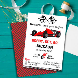 Invitation Prêt set aller rouge voiture de course moderne 2e 