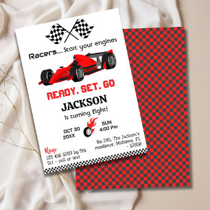 Invitation Prêt set aller rouge voiture de course moderne 8e 