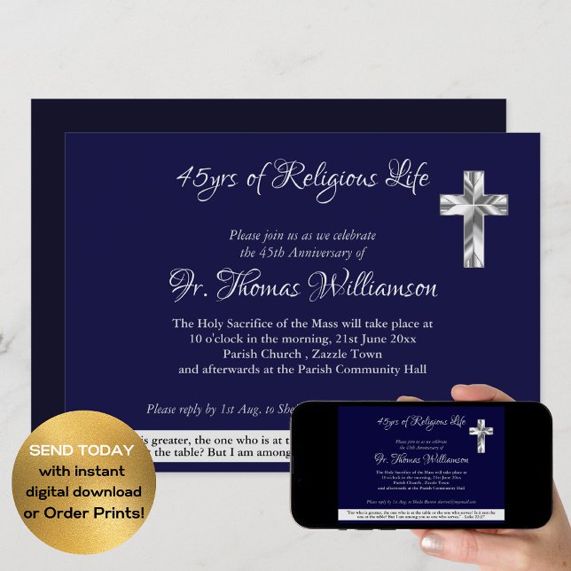 Invitation Prêtre diacre 45ème anniversaire de l'ordination s (Créateur téléchargé)
