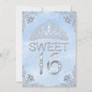 Invitation Pretty Blue Diamond Tiara Sweet 16