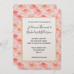Invitation Pretty Blush Rose Aquarelle Roses mariage invite