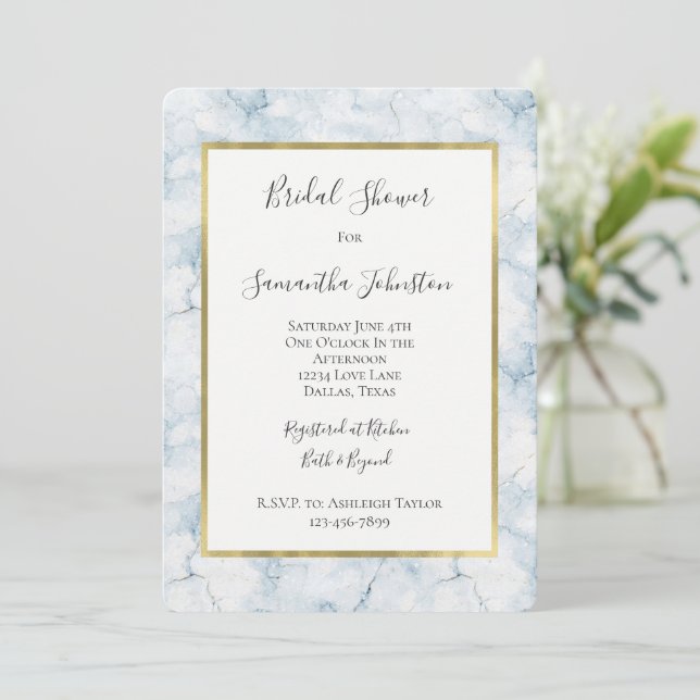 Invitation Pretty Light Blue Bridal Shower  (Debout devant)