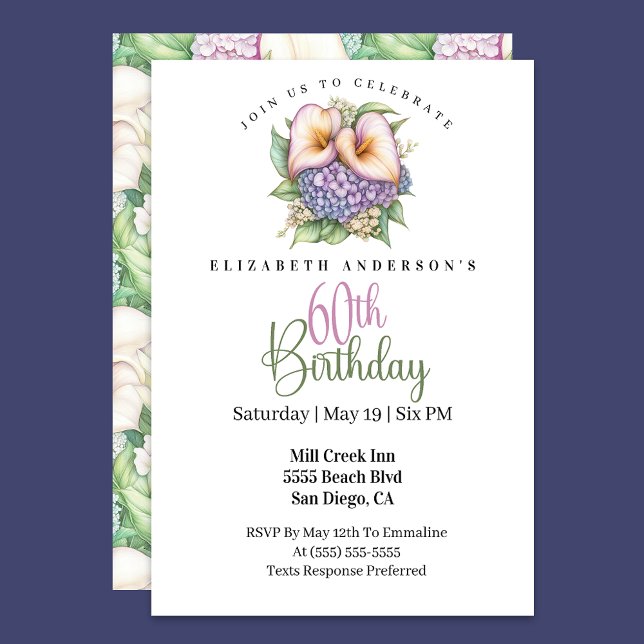 Invitation Pretty Pastel Calla Lily 60th Birthday (Créateur téléchargé)