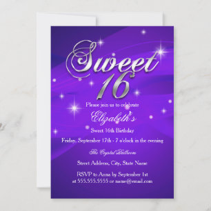 Invitation Pretty Purple Sparkle pour un Sweet Six