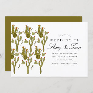Invitation Prickly Pear Cactus Mariage vert peint à la main