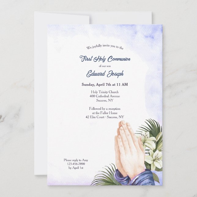 Invitation Prier Mains Religieuses (Devant)