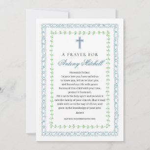 Invitation Prière Baptême Croix Vert Bleue