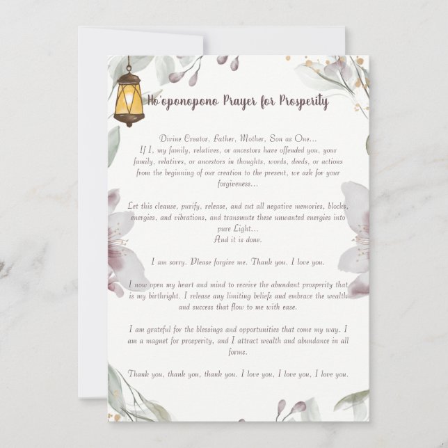 Invitation Prière Ho'oponopono pour la prospérité (Devant)
