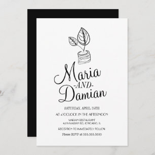 Invitation Prière Plante Vert Illustration Mariage