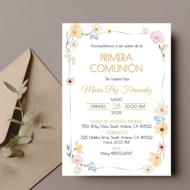 Invitation Primera Comunion Invitacion mignonne Première comm (Créateur téléchargé)