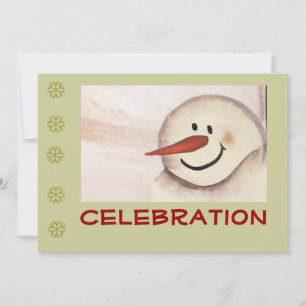 Invitation Primitive Folk Art Snowman Fête des Fêtes